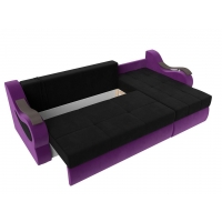 Угловой диван Меркурий (микровельвет чёрный фиолетовый)  - Изображение 4